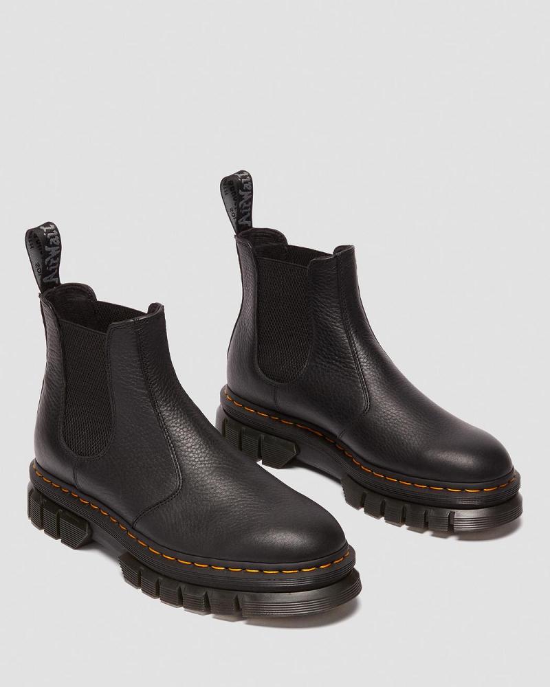 Black Men's Dr Martens Rikard Lunar Leather Ankle Boots | CA 446OKI